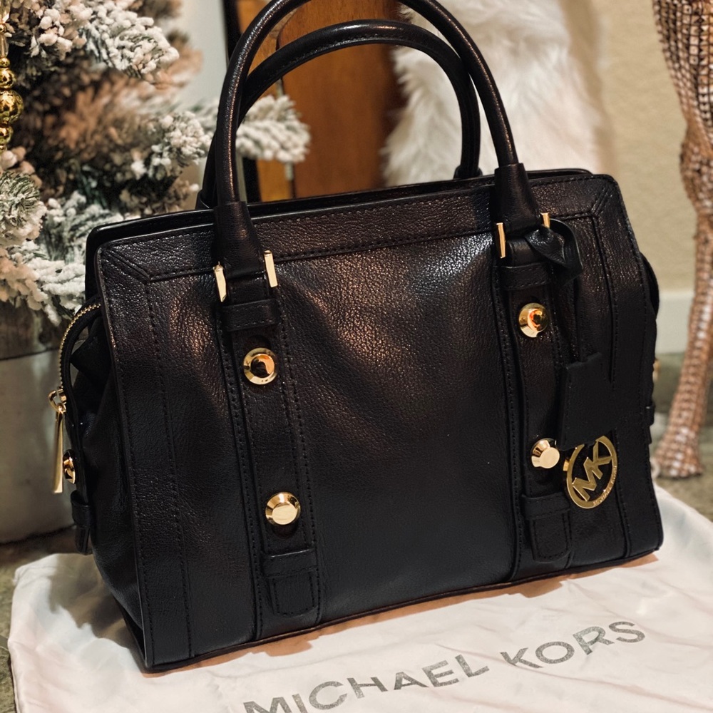 Authentic Michael Kors black leather handbag